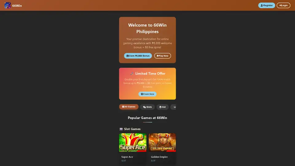 66win homepage snapshot
