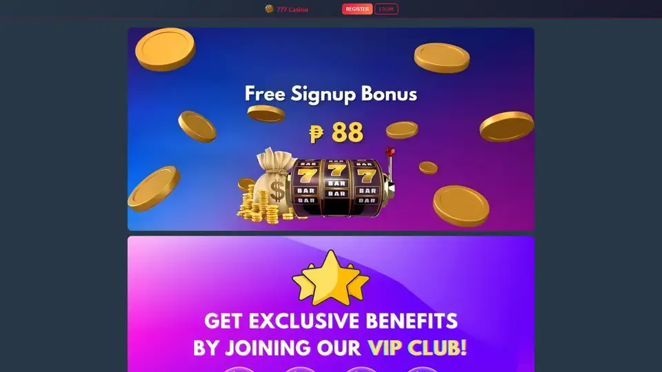 777 casino homepage snapshot