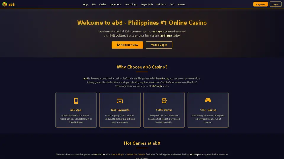 ab8 homepage snapshot