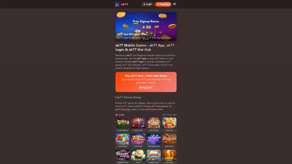 ah77 homepage snapshot