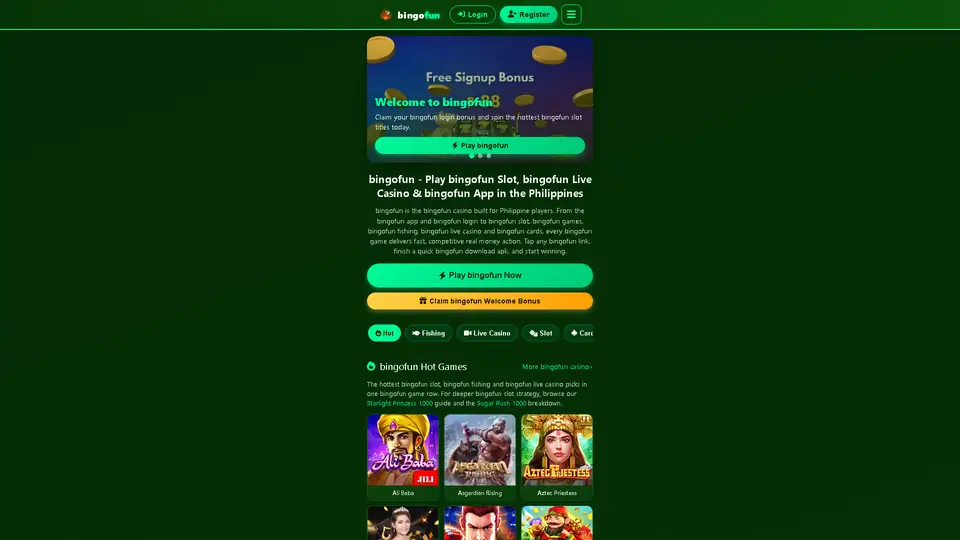 BingoFun homepage preview