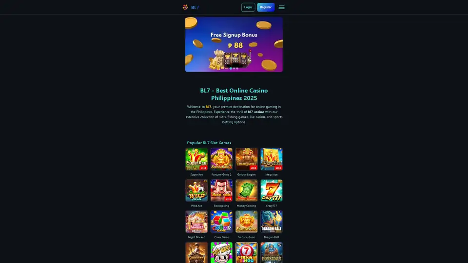 bl7 homepage snapshot