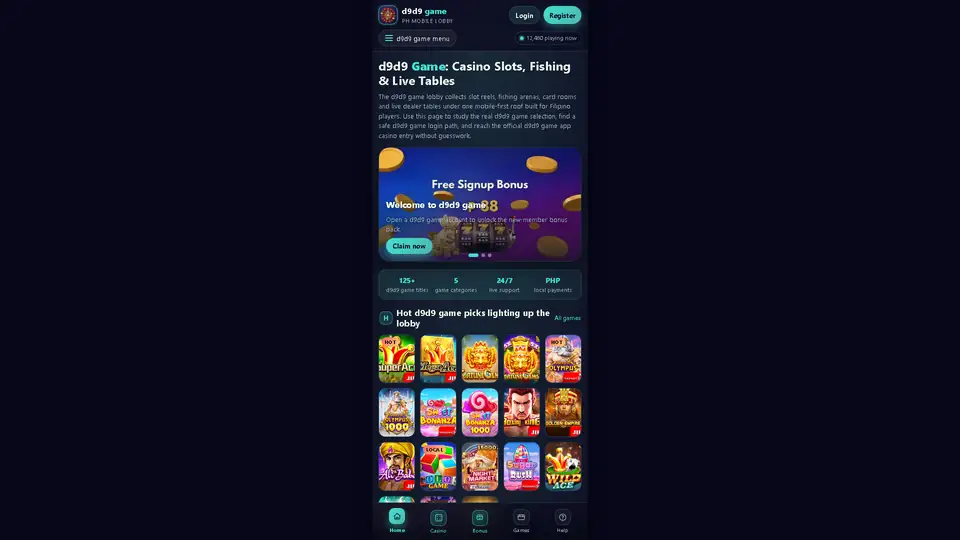 d9d9 game homepage snapshot
