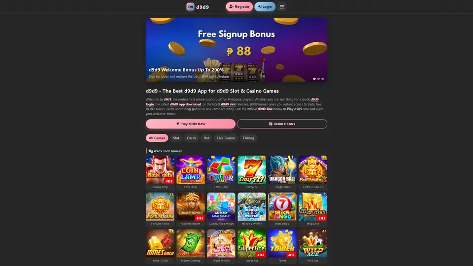 d9d9 homepage snapshot