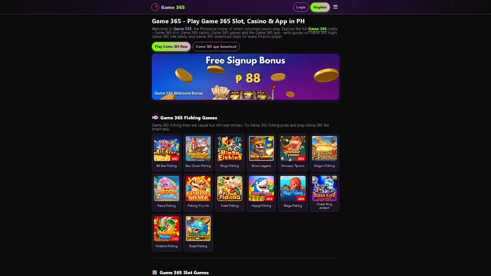 Game 365 homepage preview
