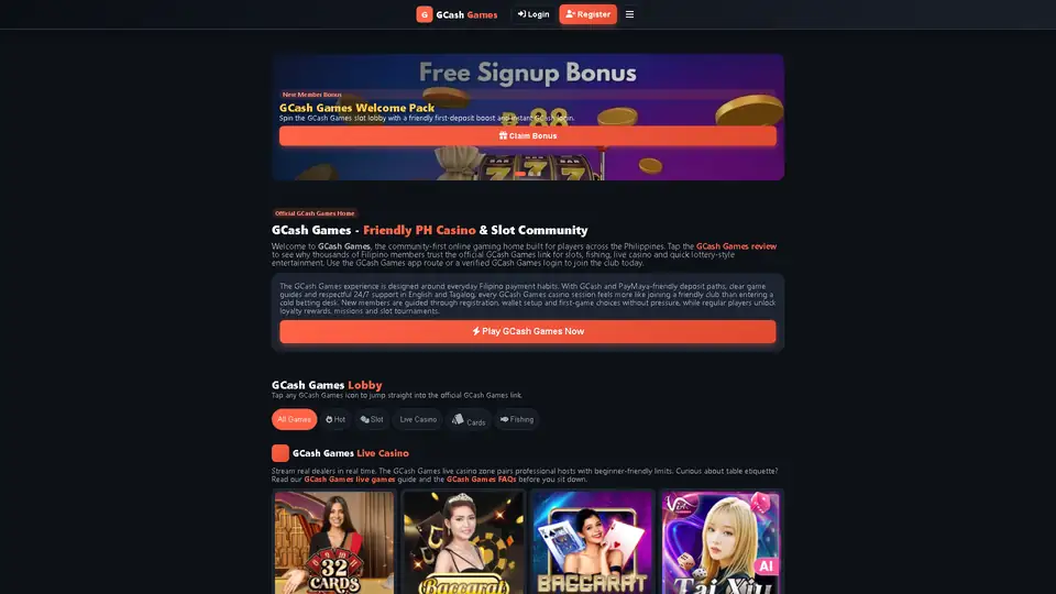 gcash games homepage snapshot