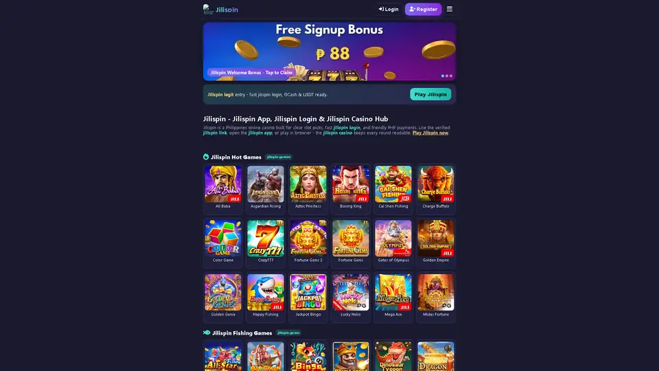 jilispin homepage snapshot