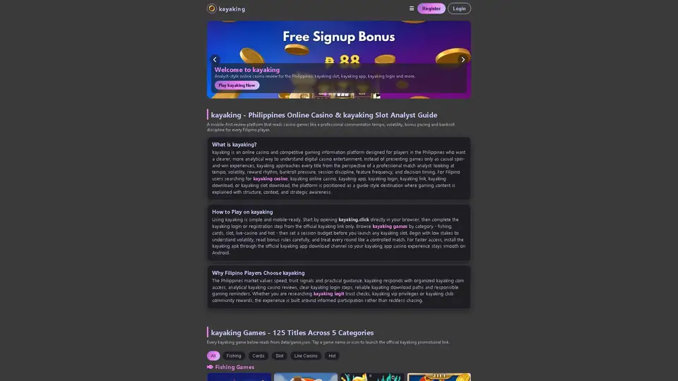 kayaking homepage preview