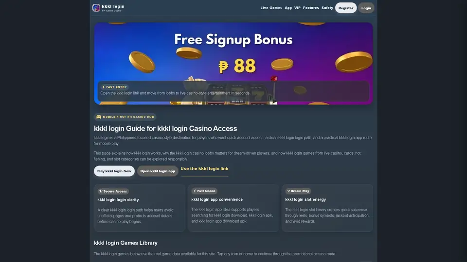 kkkl login homepage snapshot