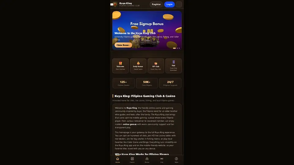 Kuya King homepage snapshot
