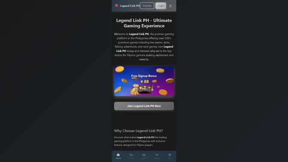 Legend Link PH homepage preview