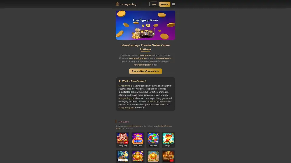nanogaming homepage snapshot