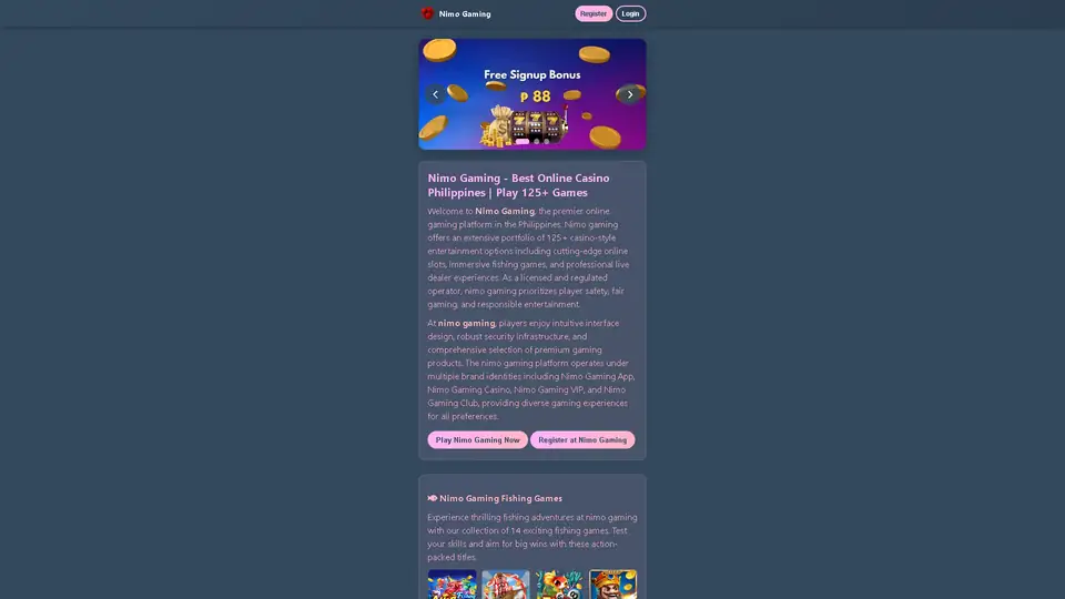 nimo gaming homepage snapshot