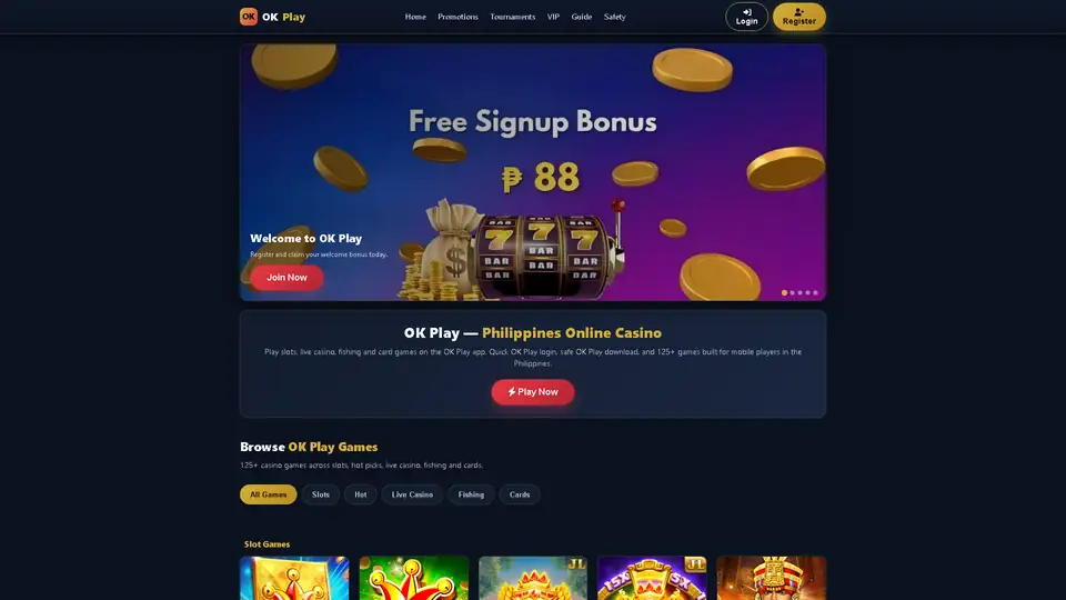 OK Play homepage preview