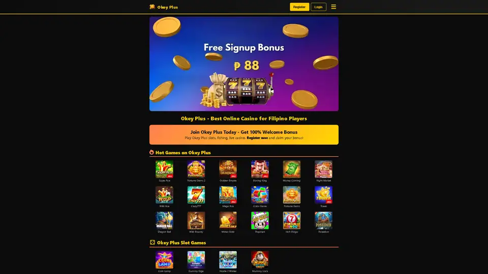 Okey Plus homepage preview