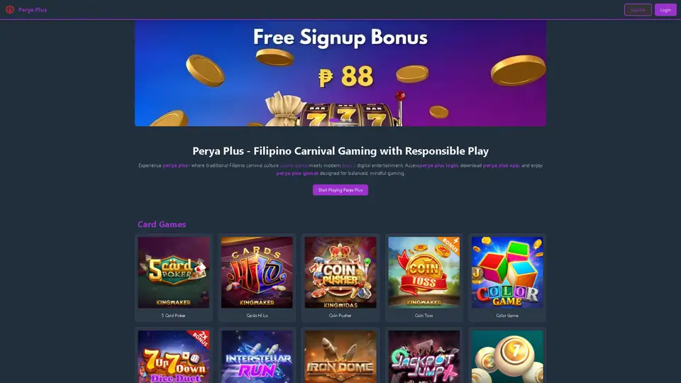 perya plus homepage snapshot