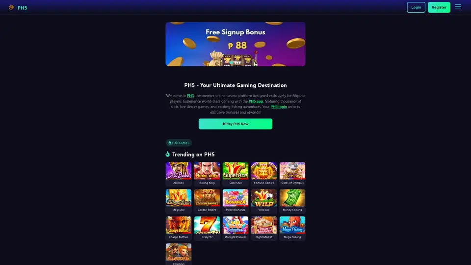 ph5 homepage snapshot