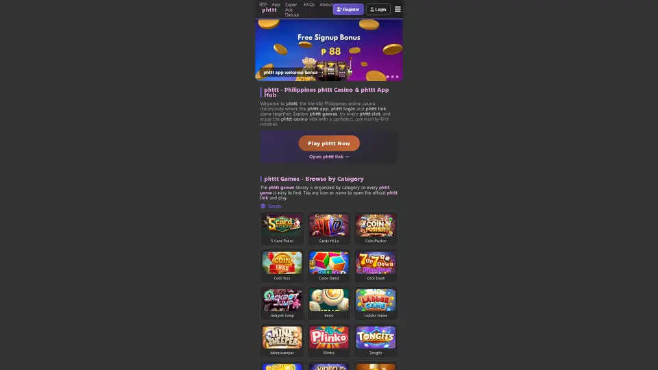 phttt homepage snapshot