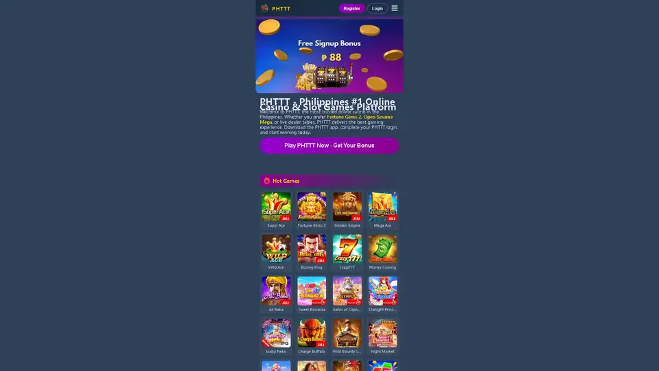 phttt homepage snapshot