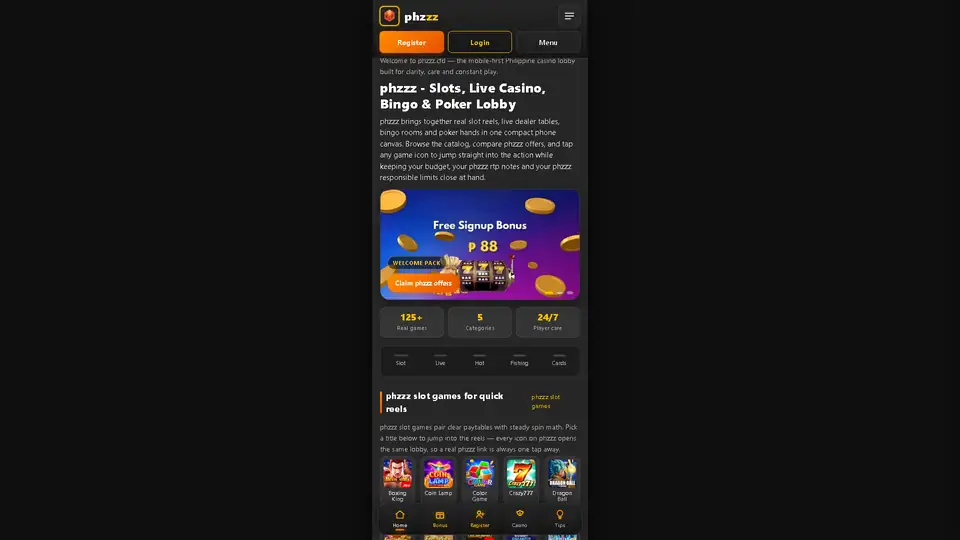 phzzz homepage preview