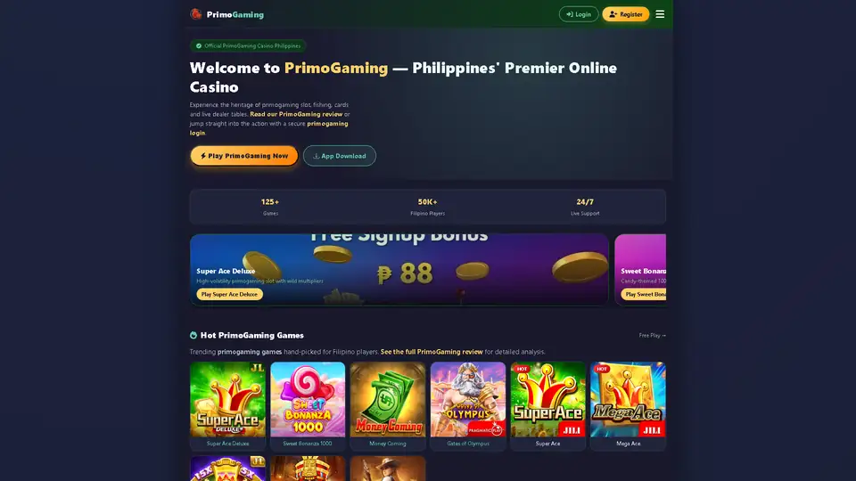 primogaming homepage snapshot